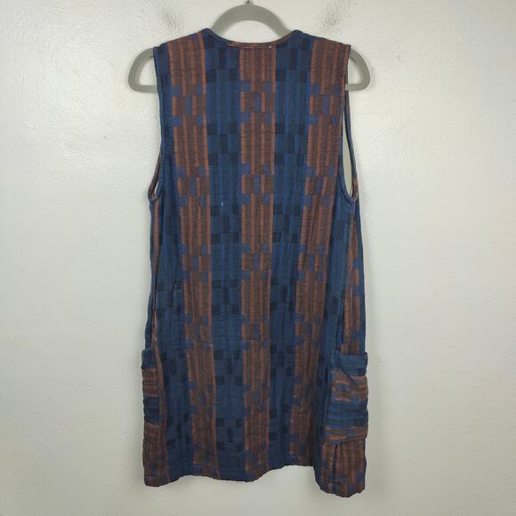 Ace & Jig Open Cardigan Sweater Womens Small Blue Brown Sleeveless Lagenlook - Picture 6 of 8